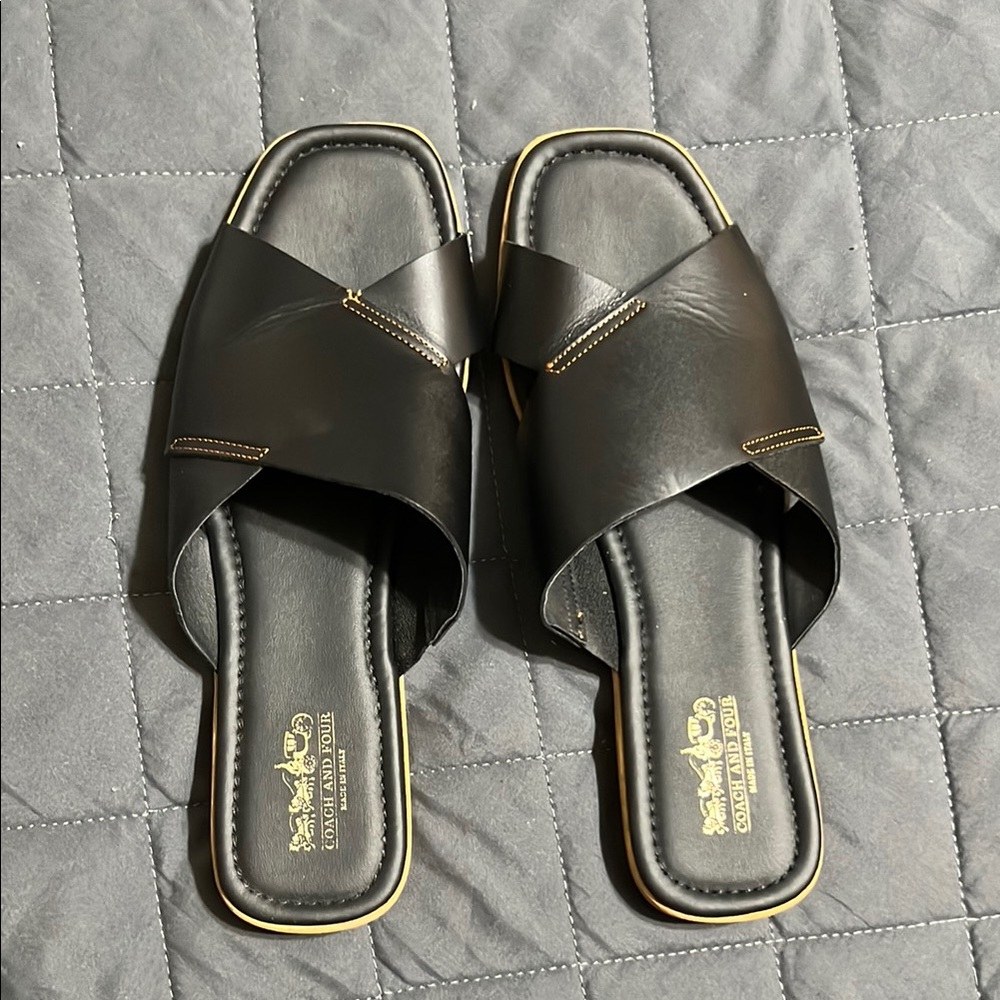 Coach and Four Black Slide Sandals Minimalist Design